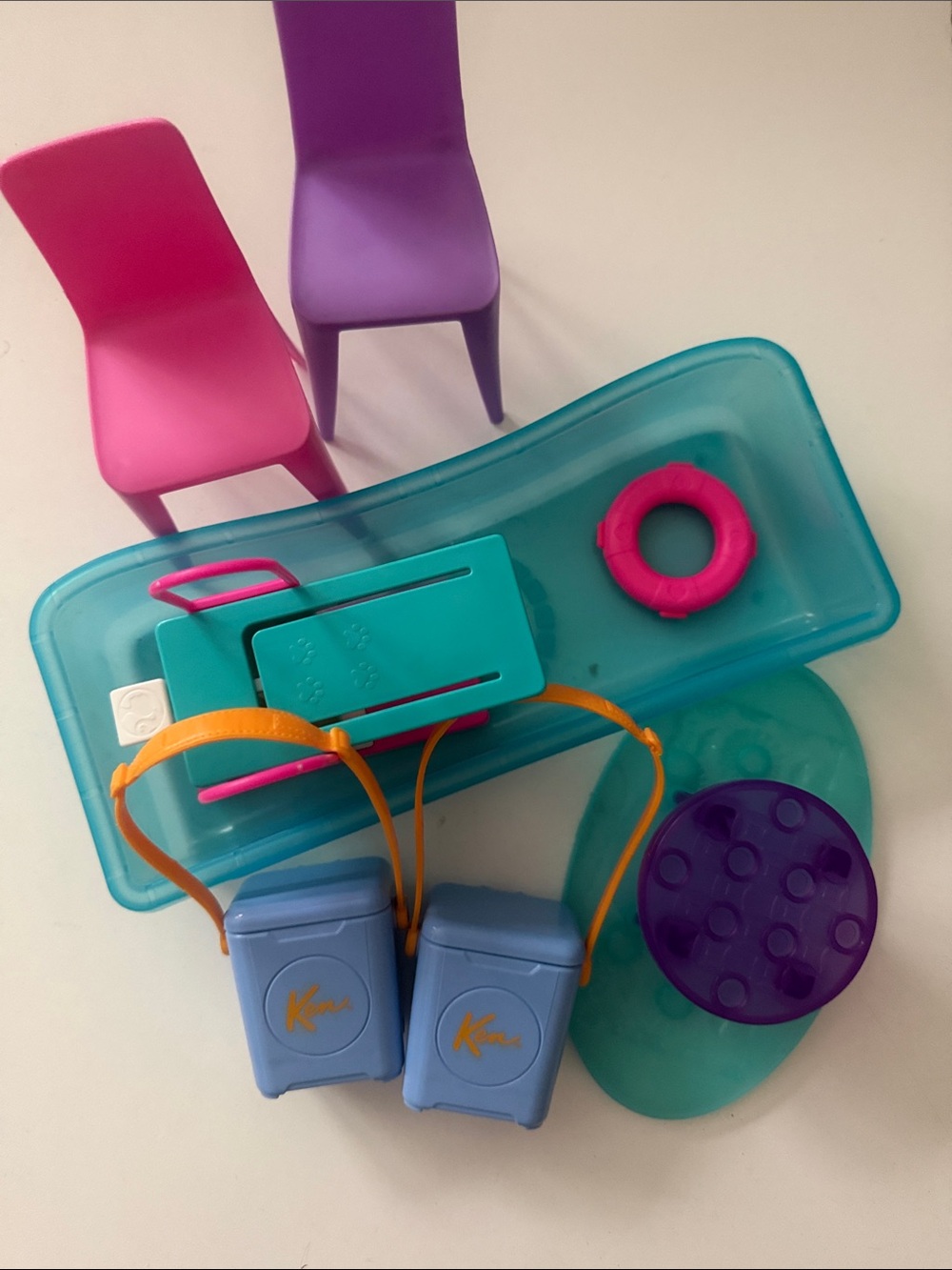 Mattel Doll Accessories Pool and Ken Cooler Set in Teal, Pink, Purple, Blue